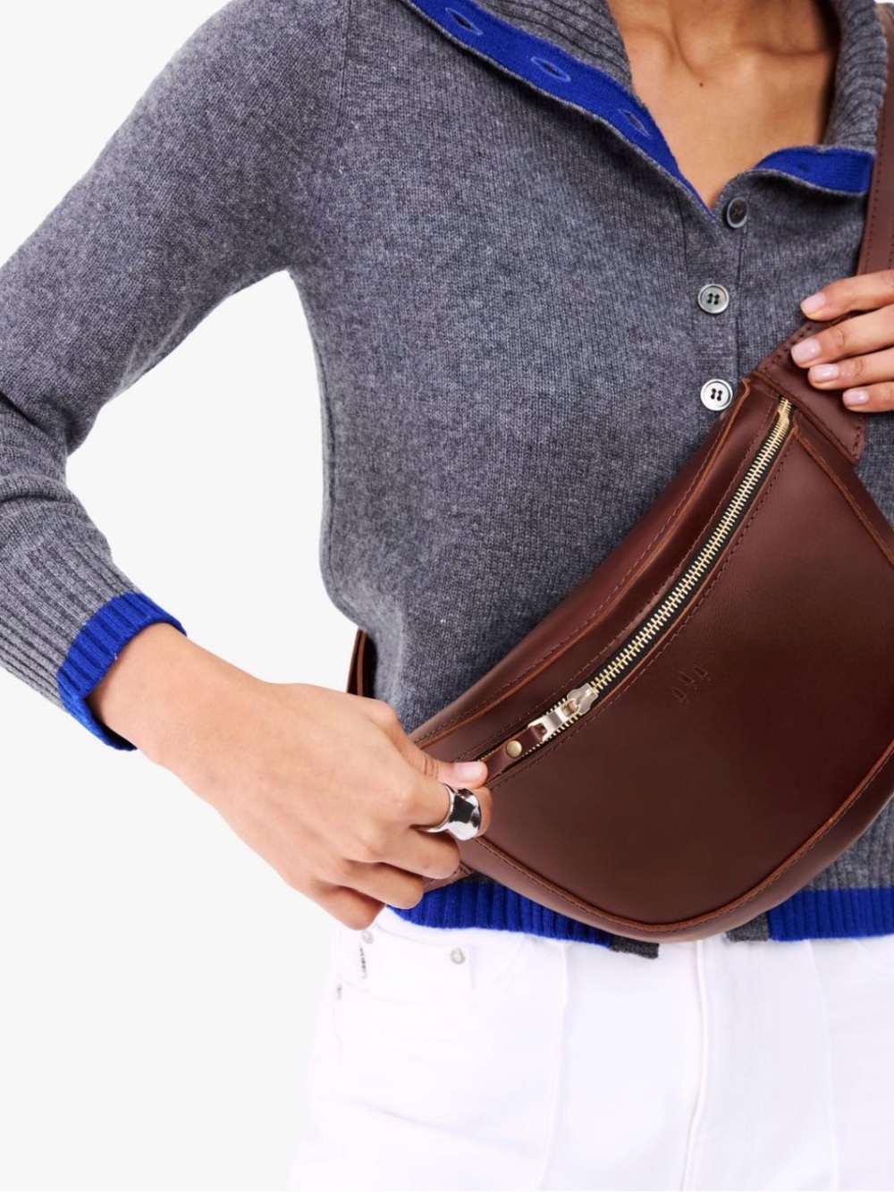 Cognac Sally Sling- Portland Leather Crossbody Belt Bag- NWOT